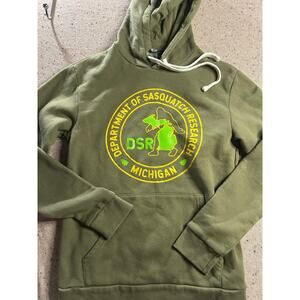 Michigan Department of Sasquatch Research Hoodie Small Olive Green Outdoors